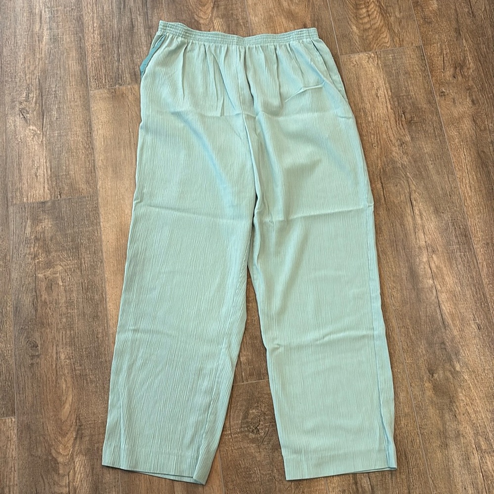Alfred Dunner Women’s Mint Green Slacks Polyester/Rayon - Elastic Waist Size 14‎